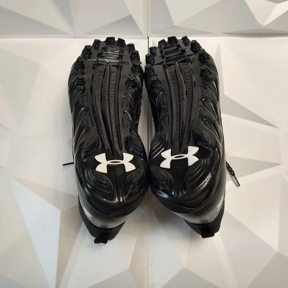 Under Armour Mens Football Cleat 16 Black White Shoe Lacrosse Spine Hammer - Picture 5 of 12